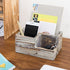 MyGift Rustic Torched Wood Office Desk Stationery Organizer - 3 Compartment Remote Control and Media Storage Holder