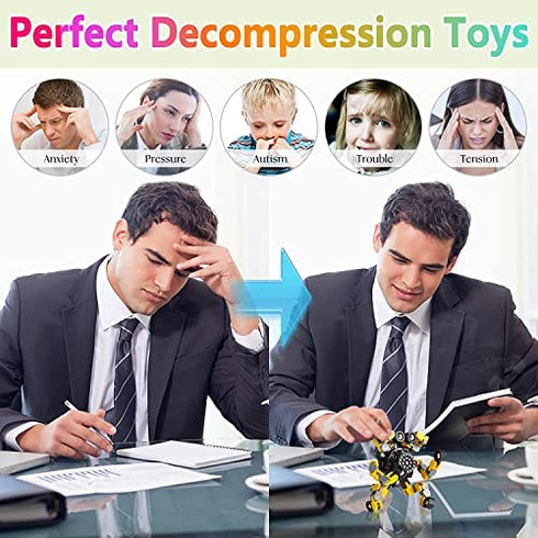 Transformable Fingertip Gyro Fidget Spinner, 2PCS DIY Deformation Robot Toy Transformable Mechanical Spiral Twister Fingertip Decompression Fingertip Toy for Kids Adults