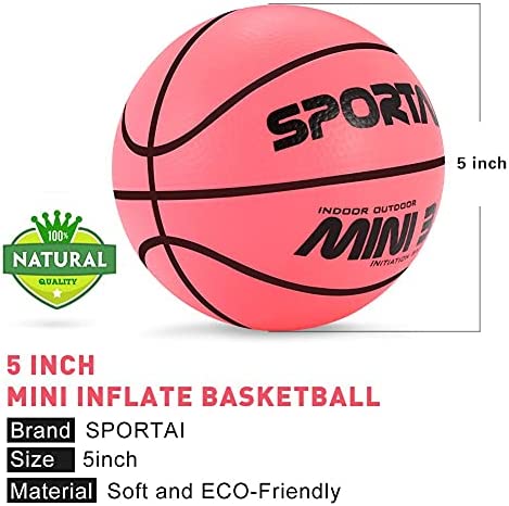 Mini Basketball Toys for Kids - Toddlers Basketball ,Small and Cute Bouncy - Beach Ball, Safe and Soft to Handheld 5" Pink Basketball, No Pump