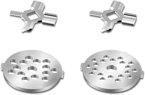 Antree Stainless Steel Meat Grinder Plate Discs/Grinding Blades for Stand Mixer and Meat Grinder Attachment, 2 sharp blades and 2 cutting plates (coarse and fine)