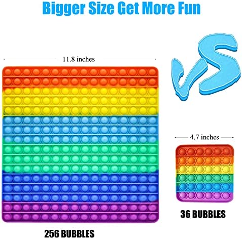 J.Y.Memorize Extra Large Pop 256 Bubbles Fidget, Biggest Pop World Largest Pop 400 200 1000 2000 Bubbles, Square Super Pop Big Popping Popper Poppet Fidget Grande Massive Pop XL 12 inch Pop 30cm
