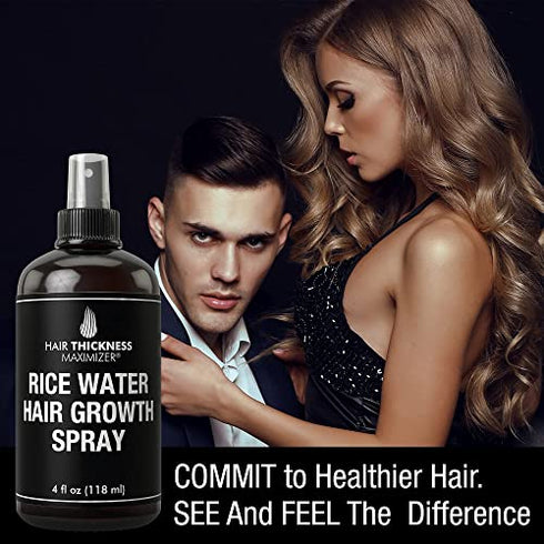 Rice Water Hair Growth Spray. Vegan Hair Thickening Moisturizing, Hydrating Volumizer Sprays For Men, Women with Vitamin B, C, Aloe Vera. Leave in Fermented Mist For Dry, Frizzy, Weak Hair. Unscented