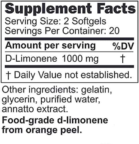 Orange Burps D-Limonene Softgels | Orange Peel Extract for Digestive Health | Non-Harmful Solution for Acid Reflux & Heartburn | Easy-to-swallow & each Bottle Contains 500mg, 40 Capsules | Gluten-Free