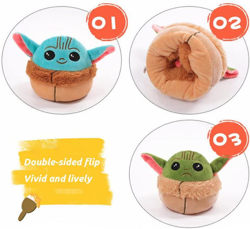 Baby Yoda Reversible Plushie Toys Baby Yoda Plush Squishmallow Double-Sided Flip Baby Yoda Stuffed Animal to Show Daily Mood(High 17cm)