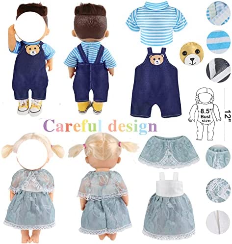 Girl Doll Clothes and Accessories 12 Sets Doll Clothes for 12 Inch Dolls Alive-Baby Doll Clothes Dress Pajamas Swimsuits Lovely Baby Doll Outfits Accessories for Christmas Birthday for Little Girl