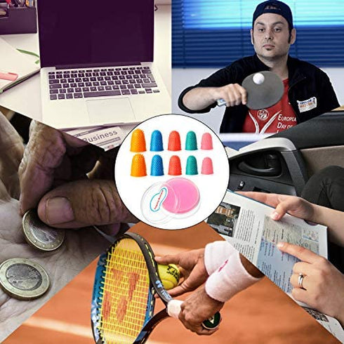 10 Pieces Rubber Fingers with 1/2 Oz Fingertip Moistener, Non-Slip Fingertips Thick Reusable Finger Protector for Paper Bills Document Counting Collating Sorting Task