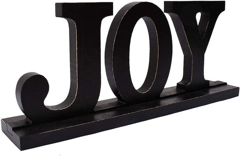 Wood Joy Sign Tabletop Joy Letters Sign Freestanding Wooden Cutout Word Decor Decorative Mantel Signs for Home Decor (Black(Joy))