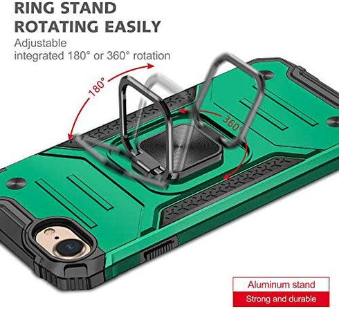 Reejax iPhone SE 2020 Case,iPhone 7 Case,iPhone 8 Case with Screen Protector,Heavy Duty Rugged Cover with Magnetic Ring Kickstand,Protective Phone Case for iPhone 7/8/SE 2020 Dark Green