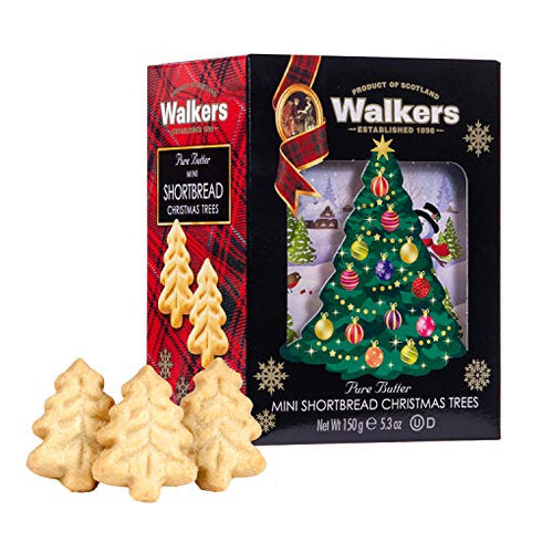 Walker's Shortbread Christmas Tree Shaped Mini Holiday Cookies, Pure Butter Shortbread Cookies, 5.3 Oz Box