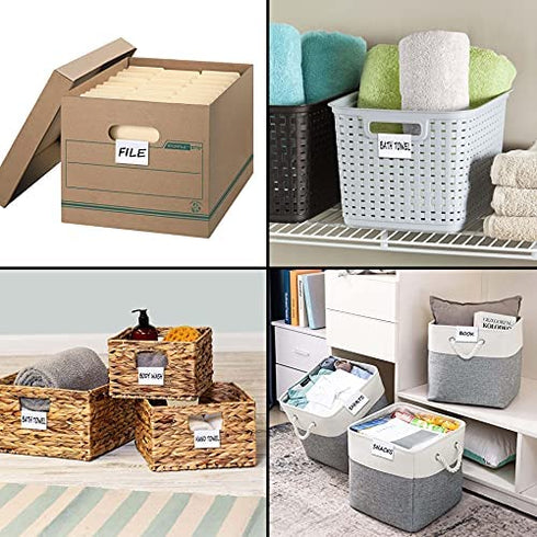 Basket Labels Clip On,50PCS Clear Plastic Bin Clip Labels for Baskets,Wire Shelf Price Labels,Labels for Storage Bins,Merchandise Sign Display Holder,50PCS 6X4CM Label Inserts Included. (CQTP0000)