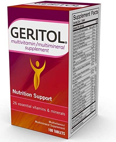 Geritol Multi-Vitamin Nutritional Support Tablets, Balance of 26 Essential Vitamins and Minerals, 100 Count (Pack of 2)
