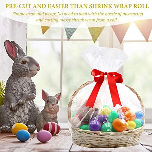 Shrink Wrap Bags for Gift Baskets,24x30 inches Clear PVC Heat Shrink Bags Cellophane Wrap for Packaging,Gift Wrapping 5 Pack