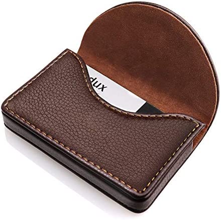 Ocadux Leather Business Card Holder Case for Men or Women Pocket Business Card Wallet Name Card Case Holder with Magnetic Shut, Holds 25 Business Cards, Coffee