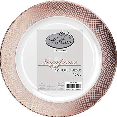 Plastic Charger Plates - 12" | Rose Gold | Pack of 10