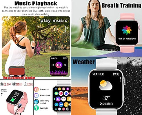feifuns Smart Watch with Call(Answer Make Call) IP67 Waterproof Fitness Tracker Heart Rate Blood Pressure Oxygen SpO2 Sleep Step Calorie Count Smart Watches for Men Women for Android iOS Phone (White)
