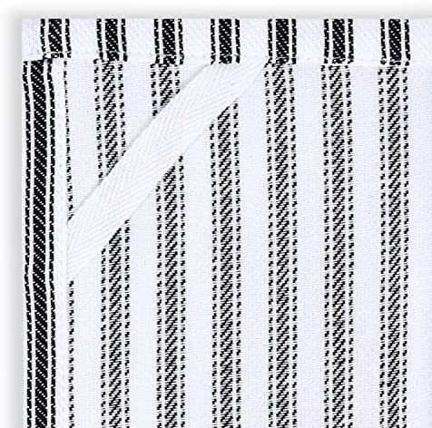 Cackleberry Home Black and White Ticking Stripe Kitchen Towels 18 x 28 Inches 100% Cotton Woven, Set of 3