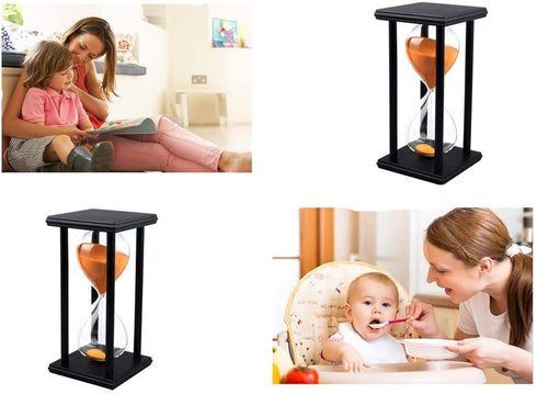 Sandglass 45 Minutes Timer Hourglass for Ornament Decoration Restaurant Living Room Home Closet Office Desk Bedroom Party Festival Christmas Wooden Frame Sand Timer Clock Orange