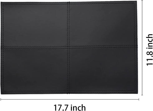 AHHFSMEI Faux Leather Placemats for Dining Table Waterproof Rectangle Place mats Luxury Decor Table Mats Double Faced Set of 6 (Black)
