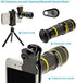 Godefa Cell Phone Camera Lens with Tripod+ Shutter Remote,6 in 1 18x Telephoto Zoom Lens/Wide Angle/Macro/Fisheye/Kaleidoscope/CPL, Clip-On lense Compatible for iPhone X 8 7 6s Plus, Samsung and More