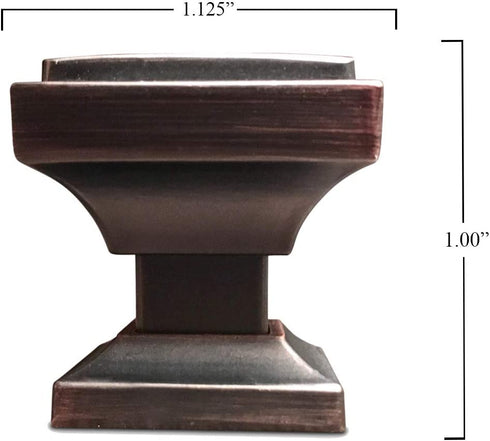 Southern Hills Oil Rubbed Bronze Cabinet Knobs - Pack of 5 - Square Kitchen Drawer Pulls - Venetian Bronze Cabinet Hardware - Dresser Knobs - Drawer Knobs - Cupboard Handles - SHKM002-ORB-5