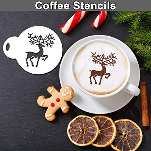 Leesgel 20pcs Christmas Cookie Stencils Stencil, Christmas Cookie Decorating, Royal Icing Tools for Cookies Cake Coffee Cookie Stencils Templates Holder Cookie Decorating Supplies
