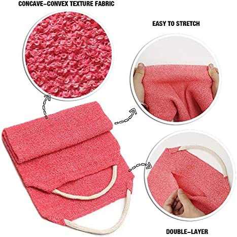 Evridwear Exfoliating Back Scrubber with Handles Two Sides for Body Shower Deep Cleans Skin Massages Invigorating Blood Circulation Men Women One Size (Back Scrubber Pink)