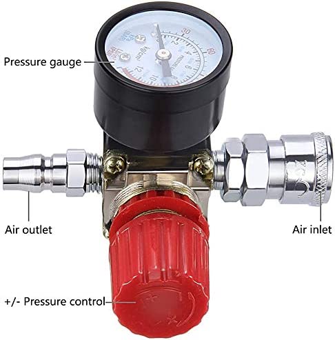 Preciva Air Compressor Pressure Regulator with Dial Gauge, 0-175 PSI Air Gauge for Air Compressor and Air Tools (Four Way Valve)