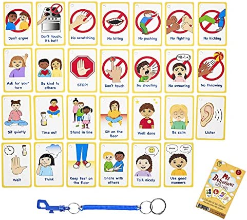 My Behaviour Cards 27 Flash Cards for Visual aid Special Ed, Speech Delay Non Verbal Children and Adults with Autism or Special Needs