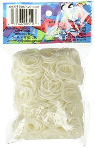 Rainbow Loom Official White Rubber Bands Refill 600 Count + 24 C-Clips