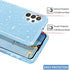 GUAGUA Compatible with Samsung Galaxy A32 Case 5G Glitter Sparkle Bling Shiny Hybrid Cover for Girls Women with Extra Finger Ring Kickstand Shockproof Protective Phone Case for Samsung A32 Blue