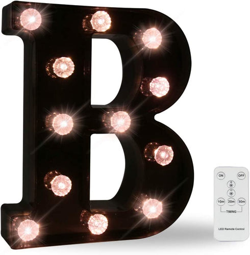 Obrecis LED Black Alphabet Marquee Letters Sign Light Up Marquee Number Letter Lights Sign with Diamond Bulb for Night Light Home Bar Christmas Lamp Birthday Party Wedding Decoration B