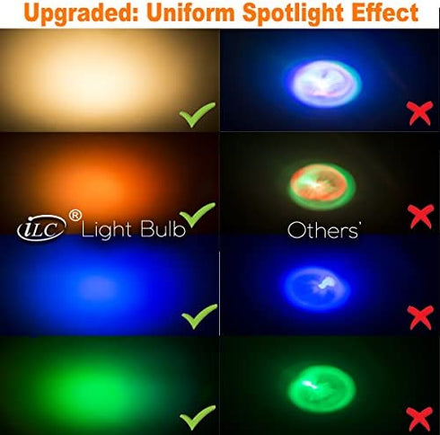 ILC LED Light Bulbs 40 Watt Equivalent Color Changing E26 Screw 45°, 12 Colors Dimmable Warm White 2700K RGB LED Spot Light Bulb with 5W Remote Control,(Pack of 4)
