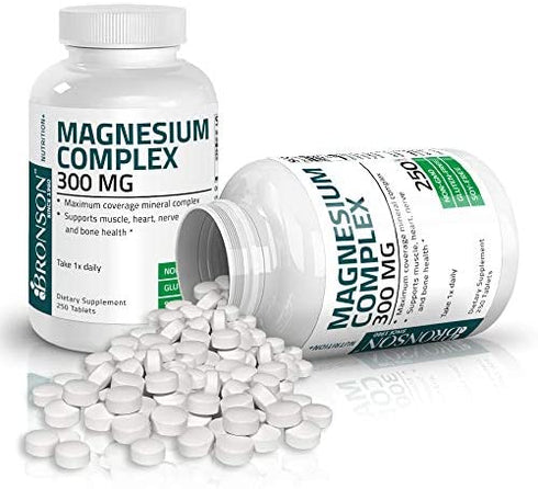 Triple Magnesium Complex Maximum Coverage 300 Mg Magnesium Oxide Magnesium Citrate Magnesium Carbonate, Non-GMO Formula, 250 Tablets