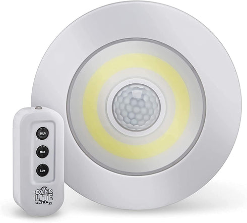 Sensor Brite Overlite Ultra: Remote Control Ceiling/Wall LED Light with Adjustable Brightness, Motion Activated, Stick Anywhere, Battery-Operated Overhead LED Light