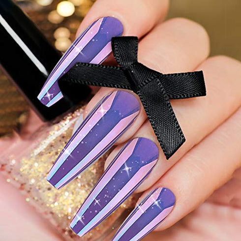 240 Pieces Extra Long Press on Nails Ballerina Coffin False Nails Solid Color Full Cover Fake Nails Artificial Acrylic Nails for DIY Nail Salon Women Girls (Aurora Pattern)