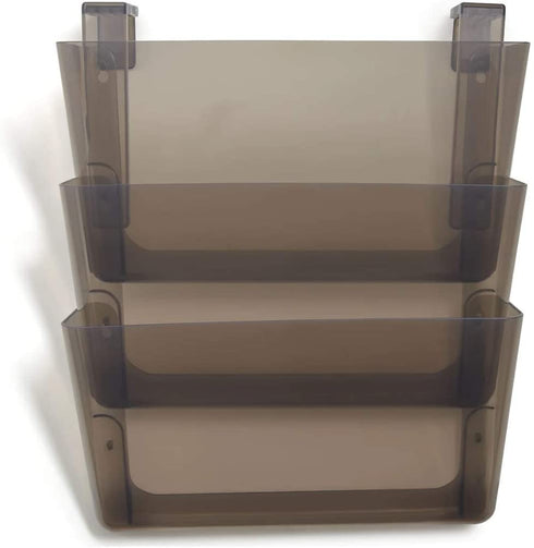 1InTheOffice Wall File Holder, Unbreakable 3-Pocket Plastic Letter Wall File, Plastic Wall Mount File Holder, 3 Pocket Wall File Holder, Smokey Black, 3 Pocket
