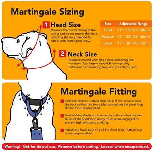 If It Barks - 1.5" Martingale Collar for Dogs - Adjustable - Nylon - Strong and Comfy - Ideal for Training - Made in USA - Large Finley