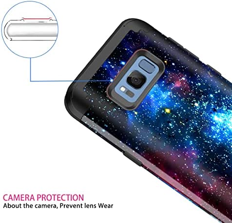 Miqala for Galaxy S8 Case,Shiny in The Dark Three Layer Heavy Duty Shockproof Hard Plastic Bumper +Soft Silicone Rubber Protective Case for Samsung Galaxy S8,Blue Sky