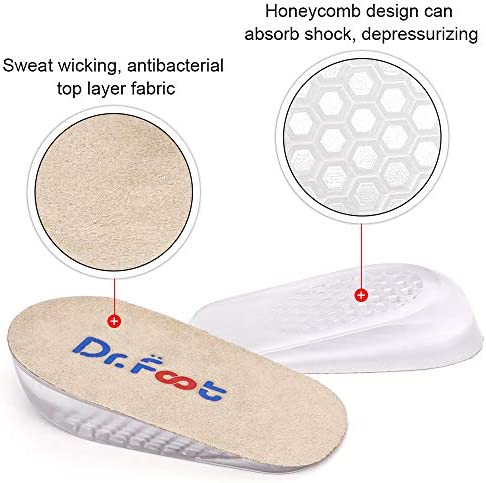 Dr.Foot Height Increase Insoles, Heel Cushion Inserts, Heel Lift Inserts for Leg Length Discrepancies (Large (1" Height))