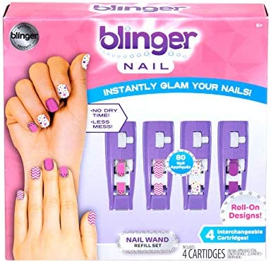 Blinger Nail Wand Refill Pack – 4-Piece Cartridges - Three Step Process, No Mess, Drying or Waiting – Perfect for School, Prom, Parties, Special Occasions – Amazon Exclusive