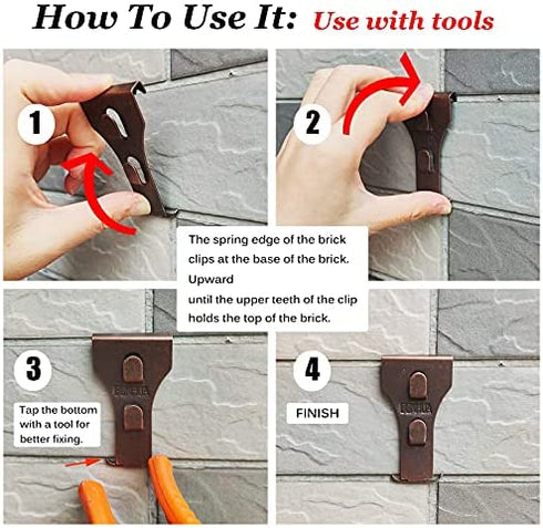 EONHUA Brick Hook Clips for Hanging- Brick Wall Clips for Hanging,Steel Hooks Brick Lights Wreaths Pictures Hanger Fits Brick 2 1/4 to 2 3/8 inch in Height (6PCS (Fits Brick 2 1/4 to 2 3/8))