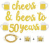 50th Birthday Decorations for Men / Women - 50th Birthday Gifts - Cheers & Beers to 50 Years Gold Glitter Banner - 50th Anniversary Decorations for Party, 50th Wedding Party Supplies for Couple
