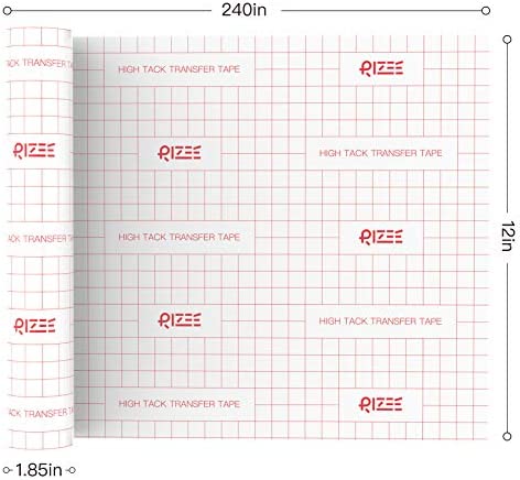 RIZEE Strong Grip Transfer Tape 12x120 Inches w/Alignment Grid for Heavier Adhesive Vinyl - Perfect for Glitter Vinyl, Brushed Vinyl for Decals, Signs, Windows, Stickers