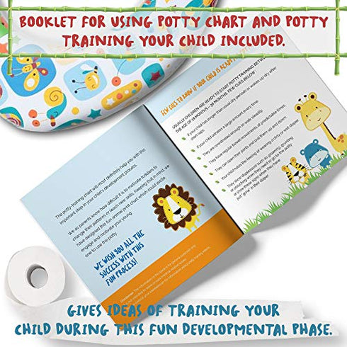 Potty Training Chart for Toddler, Boys & Girls, Sticker Chart for Kids Potty Training, 4 Week Reward Chart, Certificate, Instruction Booklet & More, Reward Sticker Chart - Fun Animal Design