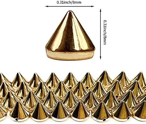 300PCS 8mm Acrylic Bullet Cone Spike Studs Bead Decorative Rivets Pyramid Beads Craft Spikes for Clothing