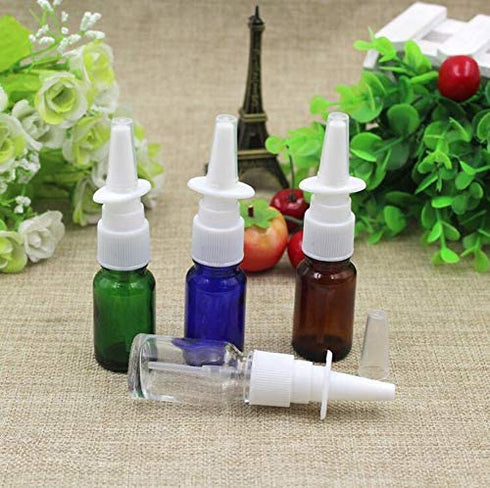 6PCS 15ML Empty Brown Glass Sprayer Nasal Bottle Empty Travel Refillable Aromatherapy Perfume Bottles For Cosmetic Nasal Irrigation Spray Saline Water Applications