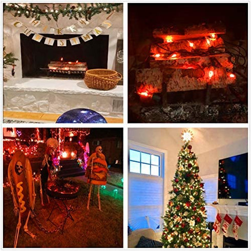 SUNSGNE Christmas Flicker Flame String Lights, 10Ft Amber Flame Lights Outdoor Patio Lights C7 Christmas String Lights for Outdoor Halloween Christmas Decoration- Green Wire
