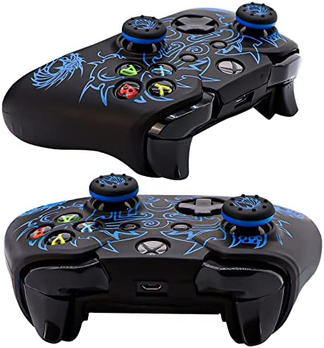BRHE Xbox-One Controller Skin, Anti-slip Silicone Cover Protector Case Accessories Set for Microsoft Xbox 1 Wireless/Wired Gamepad Joystick with 2 Thumb Grips Caps (Blue)