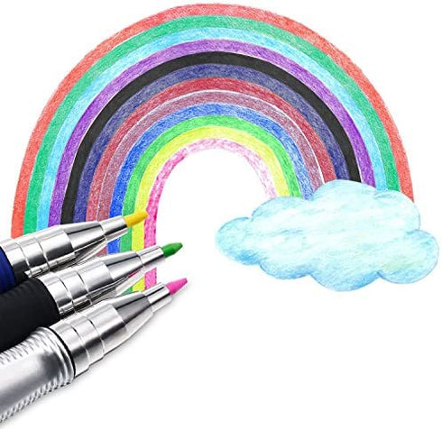 ExcelFu 6 Pieces 2.0 mm Mechanical Pencils with 6 Cases Lead Refills, Color and Black Refills for Draft Drawing, Carpenter, Writing, Crafting, Art Sketching