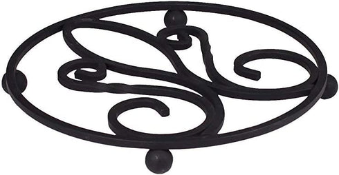 Spectrum Diversified Patrice, Heat-Resistant Steel Dining Protector Classic Metal Trivet Table, Holds Hot Pots & Cast Iron Cookware, Fleur de Lis Kitchen Decor, Black